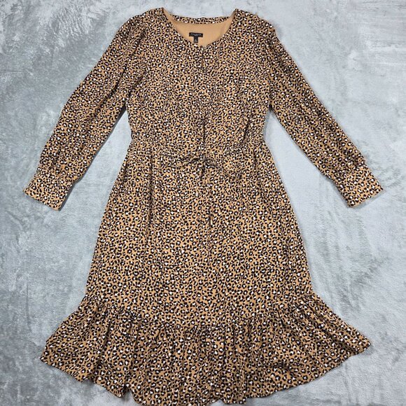 Talbots Dress Womens 8 P Petite Soft Leopard Print Fit & Flare Jungle Cat Career - Picture 1 of 12